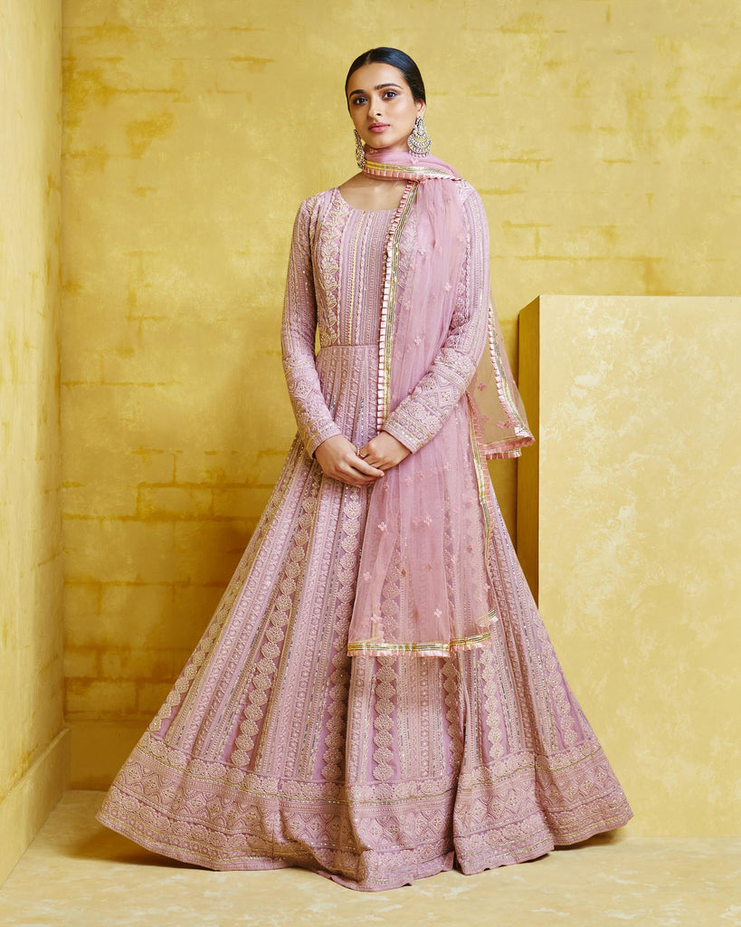 Buy Wedding Festive Anarkali - Light Pink Sequins Anarkali Suit – Empress  Clothing